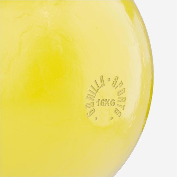 Palla medica gialla Gorilla Sports 16 kg per allenamento fitness e bodybuilding