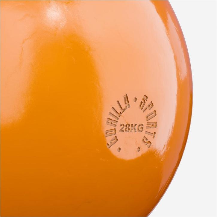 Palla medica arancione Gorilla Sports 28 kg per fitness e bodybuilding
