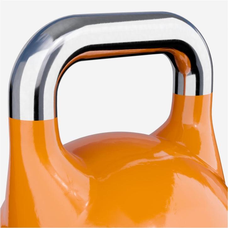 Kettlebell arancione con manico cromato, attrezzo fitness Gorilla Sports