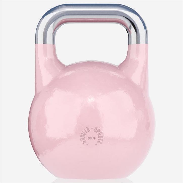 Kettlebell rosa Gorilla Sports 8 kg per allenamento bodybuilding e fitness