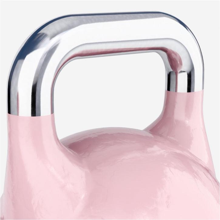 Kettlebell rosa con manico cromato, attrezzo fitness Gorilla Sports