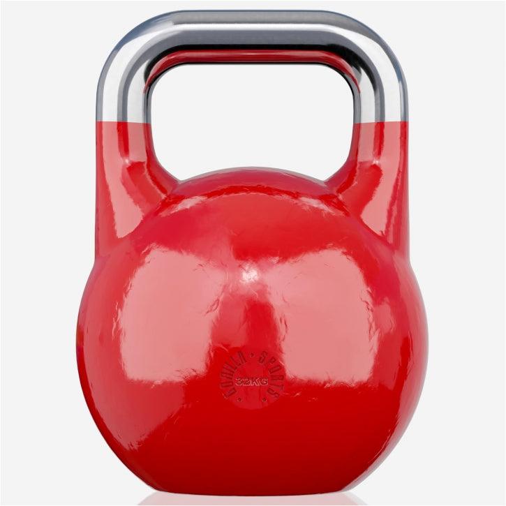 Kettlebell rosso Gorilla Sports per allenamento fitness e bodybuilding, manico cromato