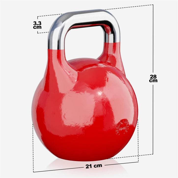Kettlebell rosso Gorilla Sports per allenamento fitness, dimensioni 28x21x3,3 cm
