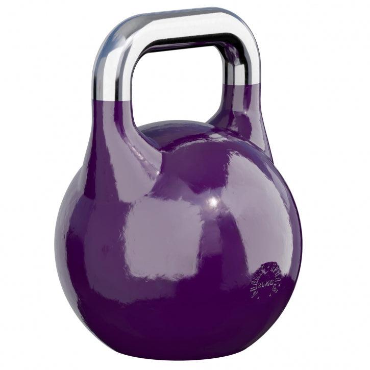 Kettlebell viola con impugnatura cromata, attrezzo fitness Gorilla Sports IT