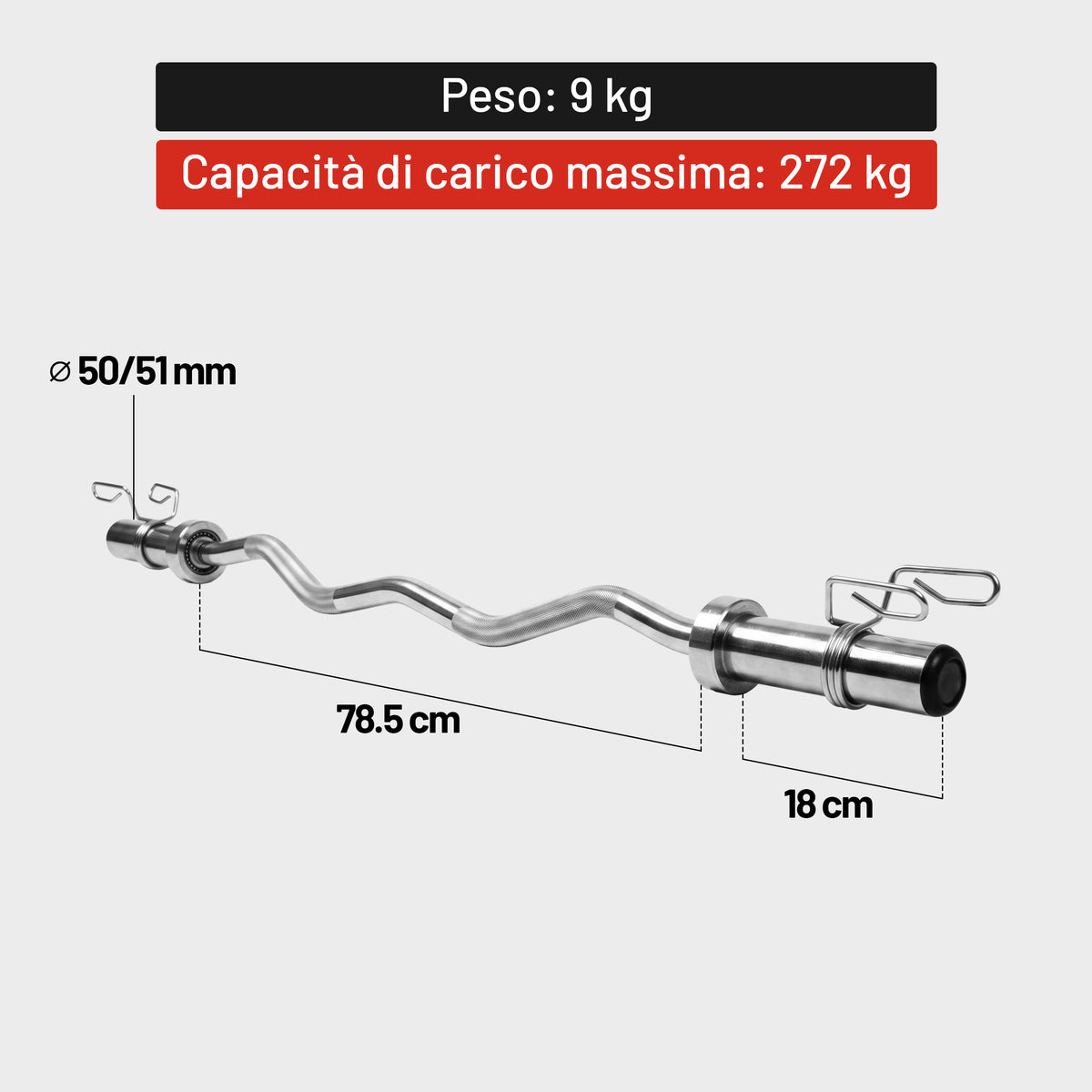 Curl Bilanciere EZ Cromato 120 cm - 50/51 mm