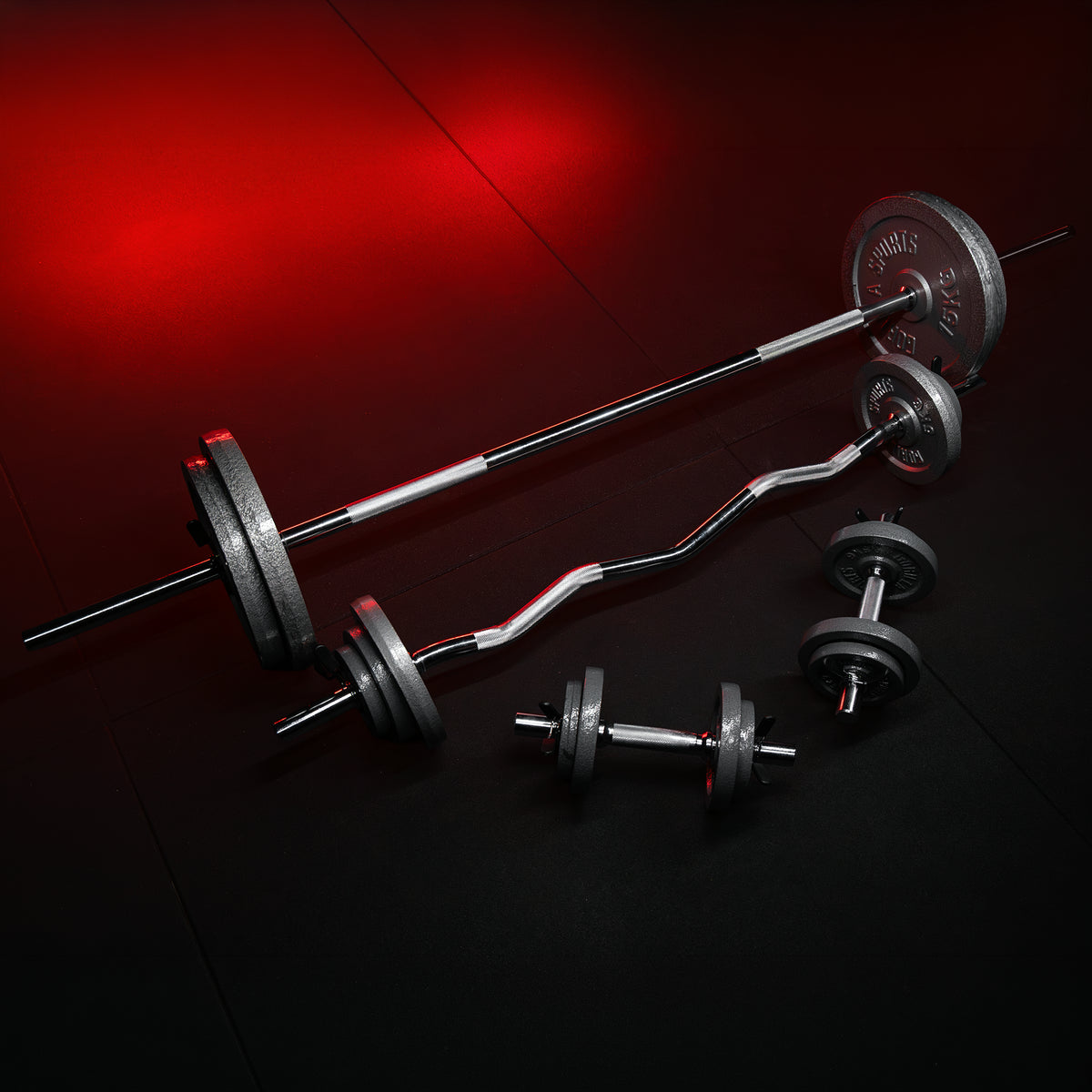 Set Bilanciere, Barra EZ, Manubri, Dischi in Ghisa 108 kg