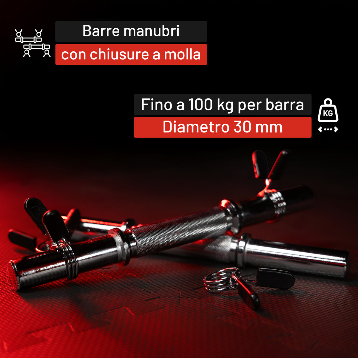 Set 2 Barre Manubri 35 cm cromate, diametro 30 mm