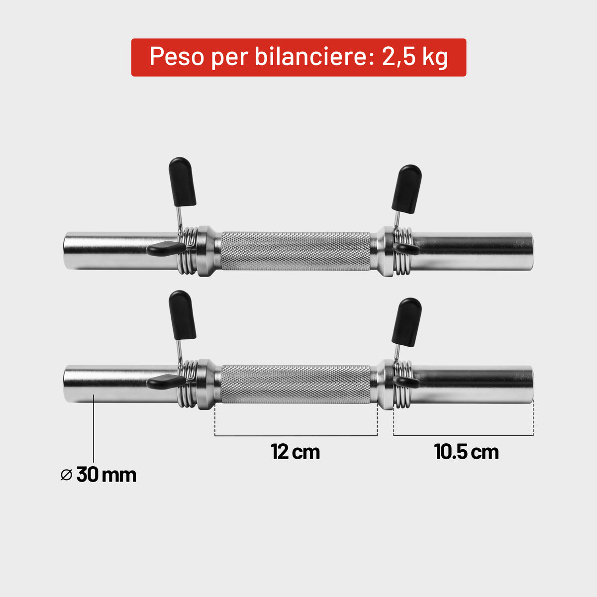 Set 2 Barre Manubri 35 cm cromate, diametro 30 mm