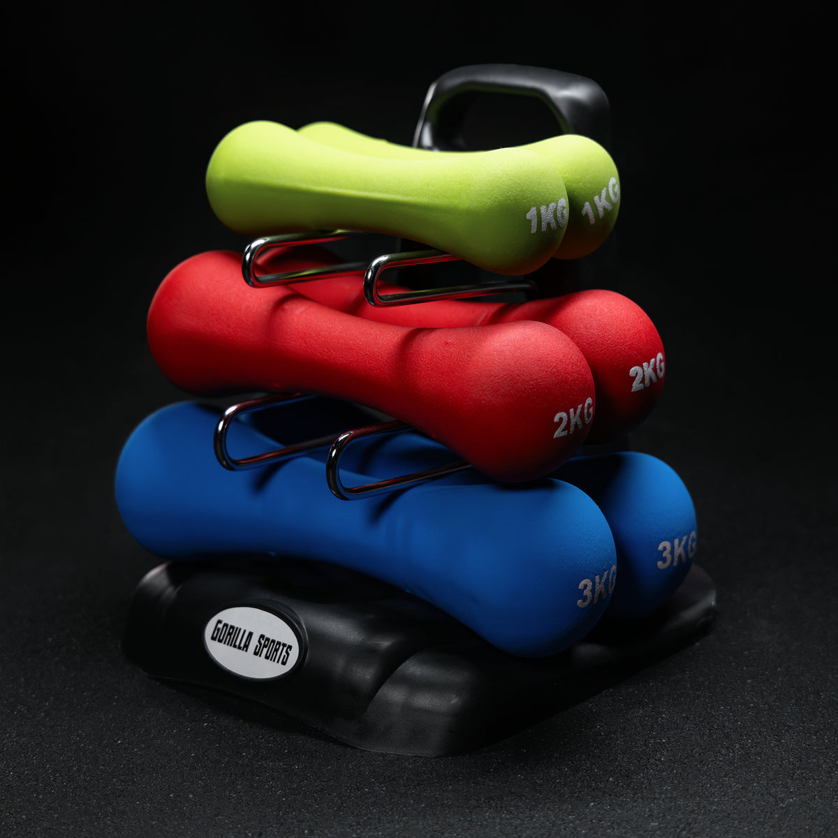 Set Manubri con Supporto, in neoprene, 12 kg