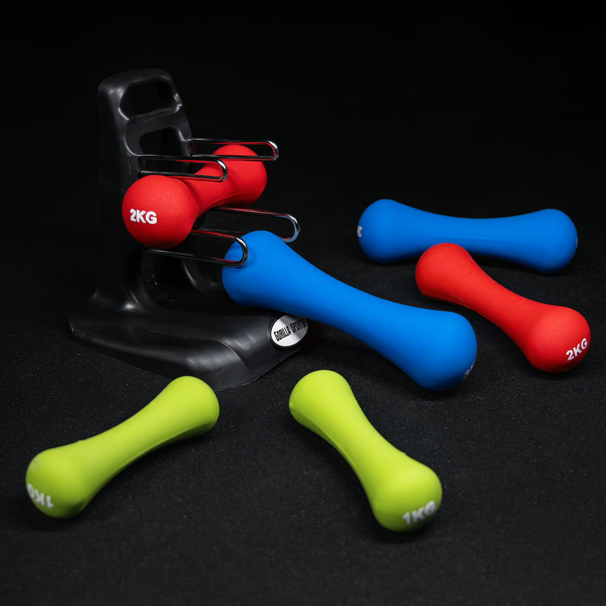 Set Manubri con Supporto, in neoprene, 12 kg