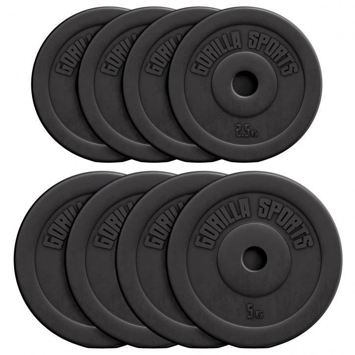 Set di dischi pesi Gorilla Sports 2,5 kg e 5 kg per bodybuilding e fitness