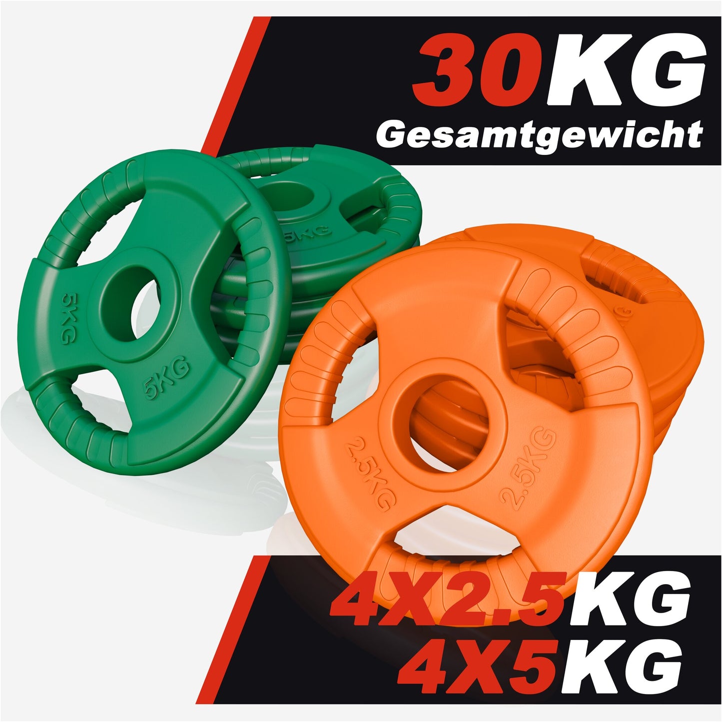 Dischi Pesi Olympia 50/51mm, 1,25-25 kg, con impugnatura in gomma