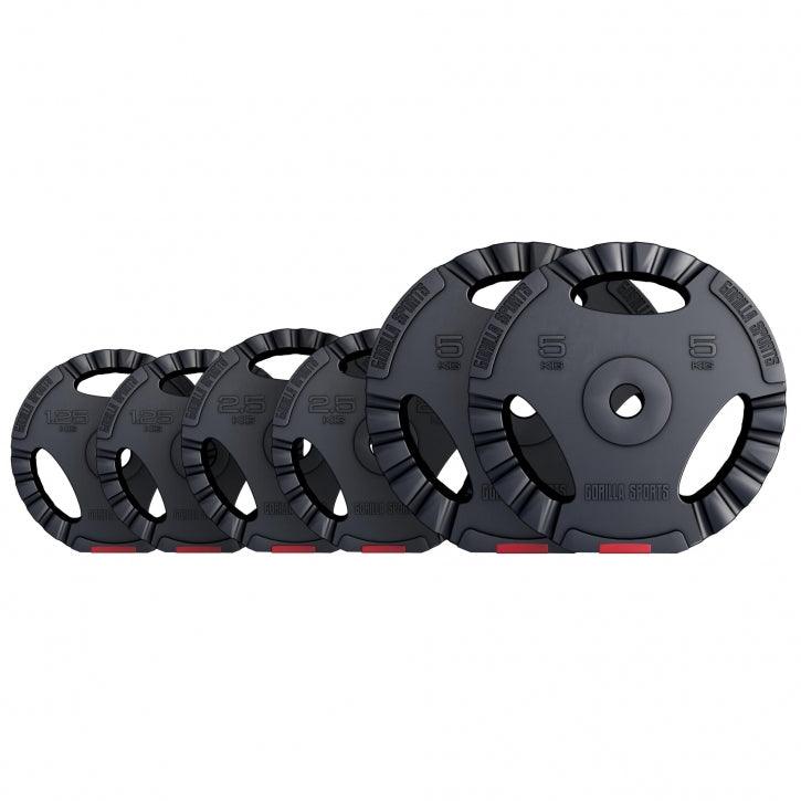 Set di dischi pesi Gorilla Sports neri per bodybuilding e fitness, varie misure