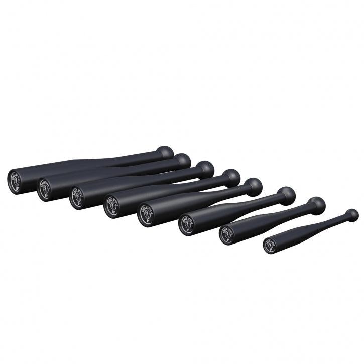 Set di clubbell nere Gorilla Sports per allenamento forza e fitness su sfondo bianco.