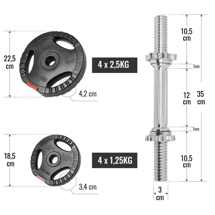 Set Manubri in plastica, 20 kg