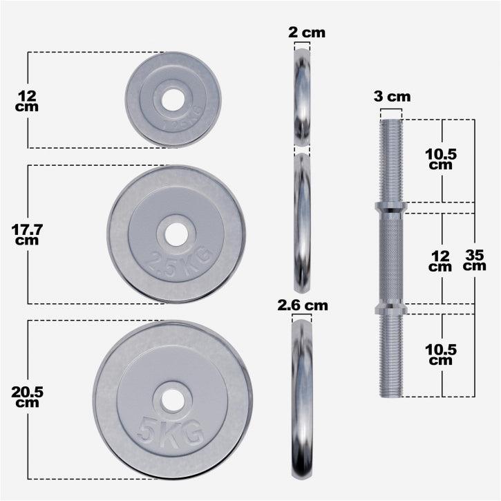 Set Manubri Cromati, 30 kg