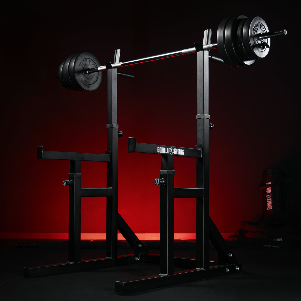 Squat Rack con Bilanciere e Set di Dischi