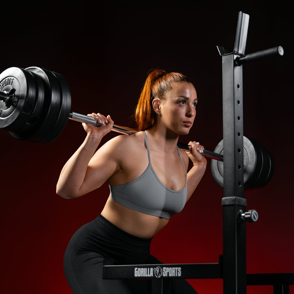 Squat Rack con Bilanciere e Set di Dischi