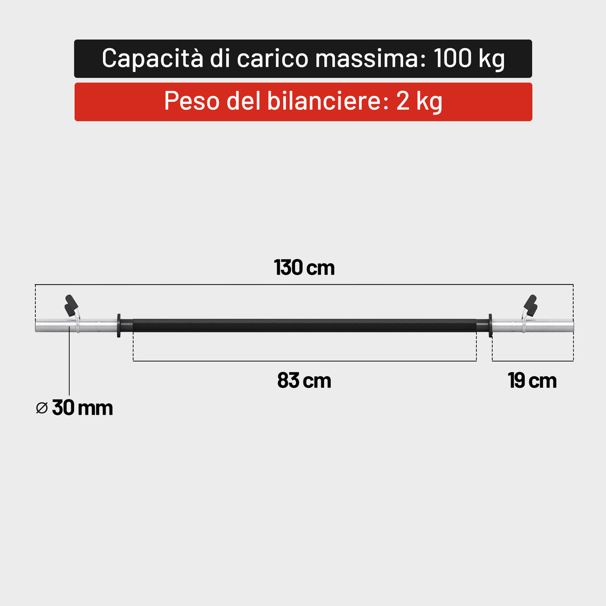 Bilanciere Cromato nero 130 cm