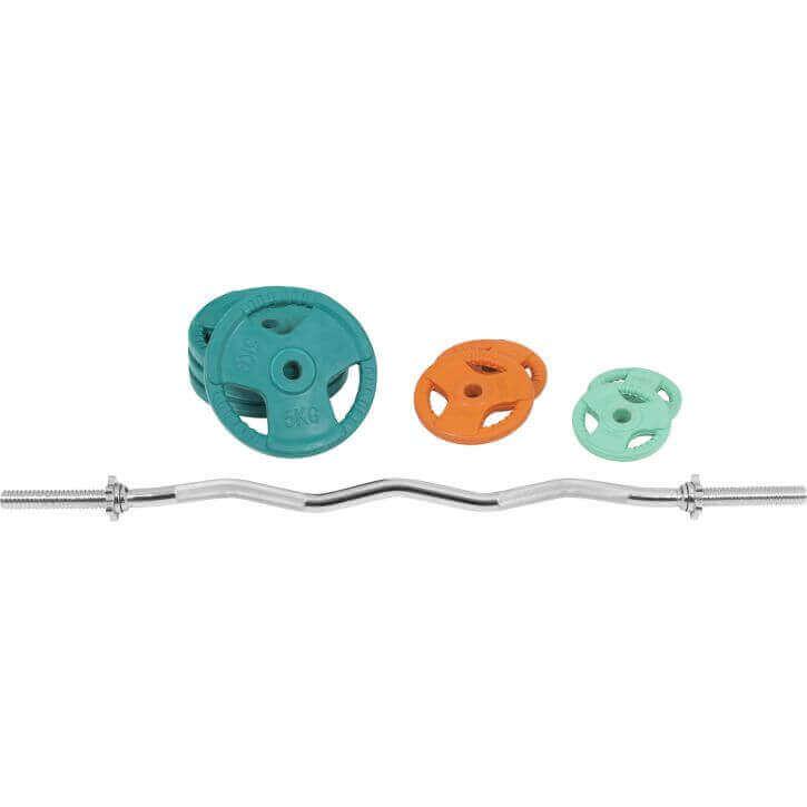 Set Curl Bilanciere EZ e Dischi Gommati 35 kg 30/31 mm