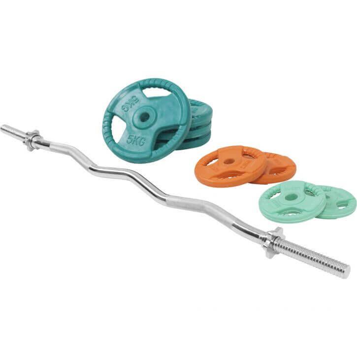 Set Curl Bilanciere EZ e Dischi Gommati 35 kg 30/31 mm