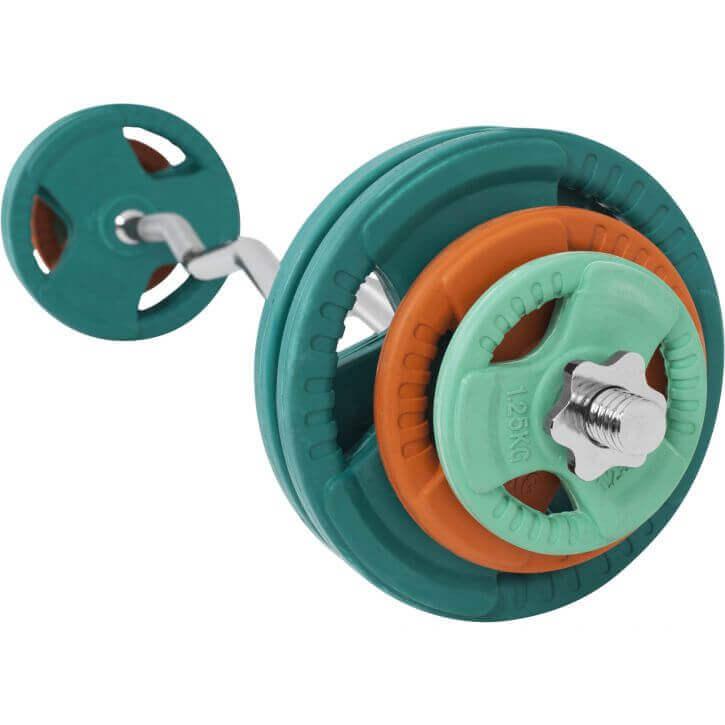 Set Curl Bilanciere EZ e Dischi Gommati 35 kg 30/31 mm