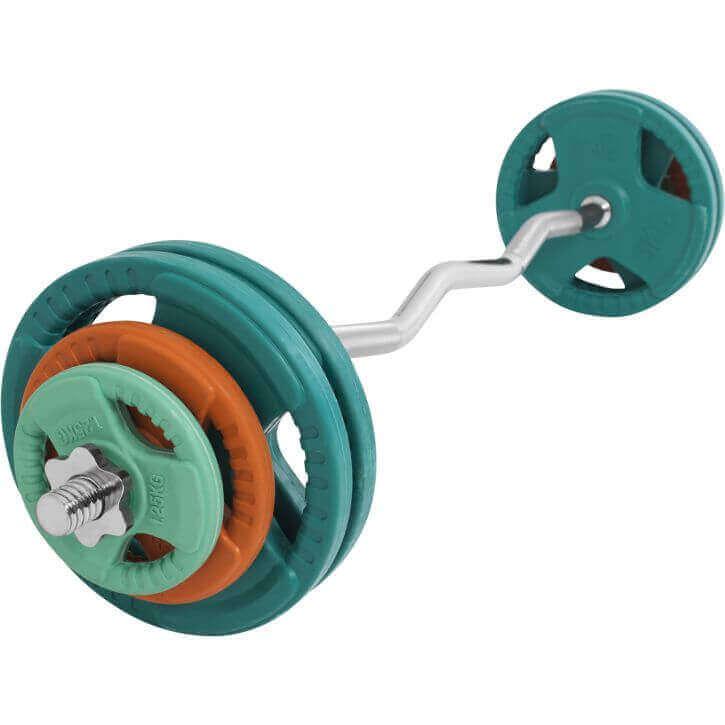 Set Curl Bilanciere EZ e Dischi Gommati 35 kg 30/31 mm