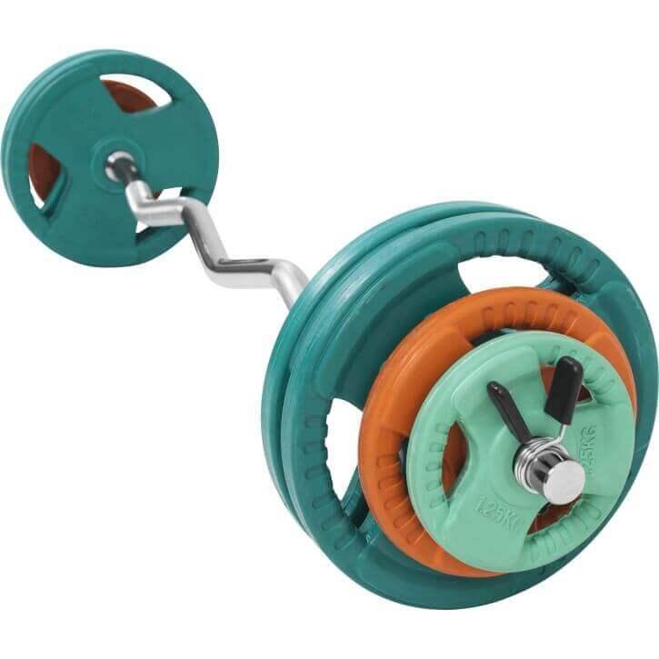 Set Curl Bilanciere EZ e Dischi Gommati 35 kg 30/31 mm