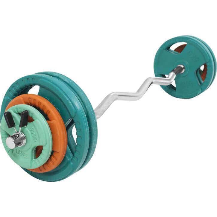 Set Curl Bilanciere EZ e Dischi Gommati 35 kg 30/31 mm