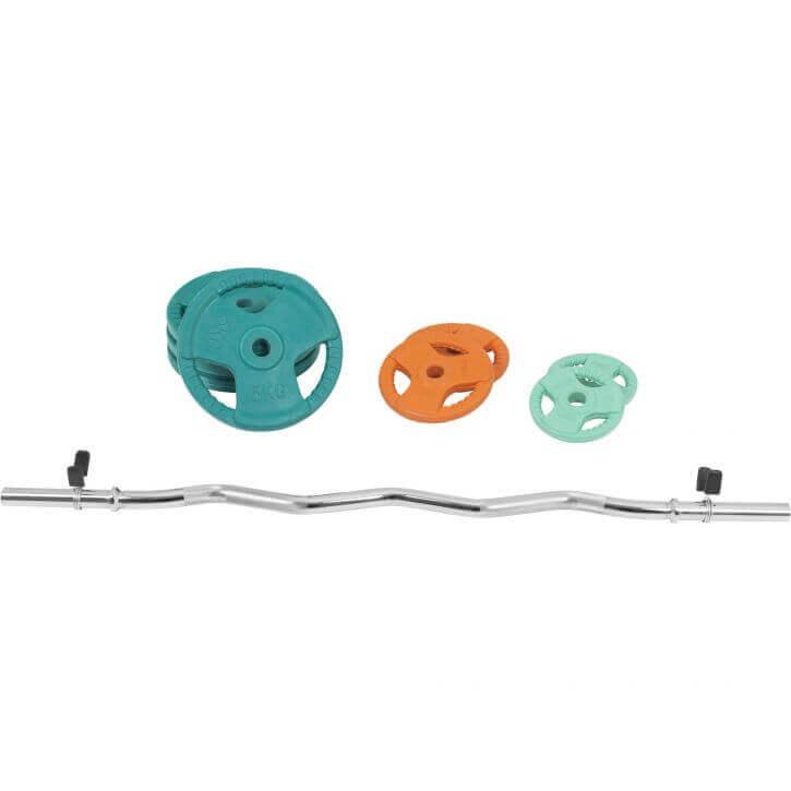 Set Curl Bilanciere EZ e Dischi Gommati 35 kg 30/31 mm