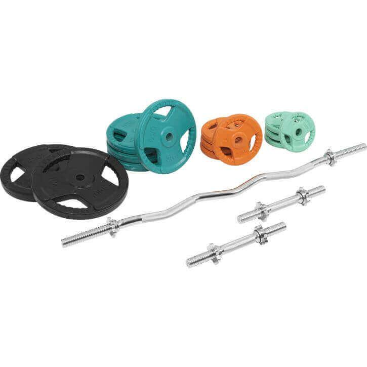 Set Curl Bilanciere EZ, Manubri e Dischi Gommati 70 kg 30/31 mm