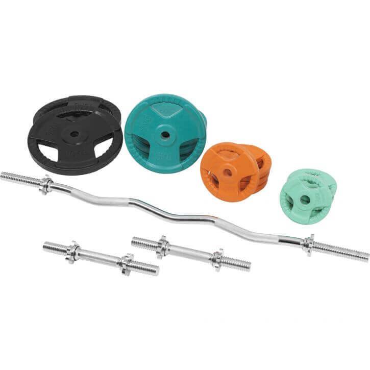 Set Curl Bilanciere EZ, Manubri e Dischi Gommati 70 kg 30/31 mm