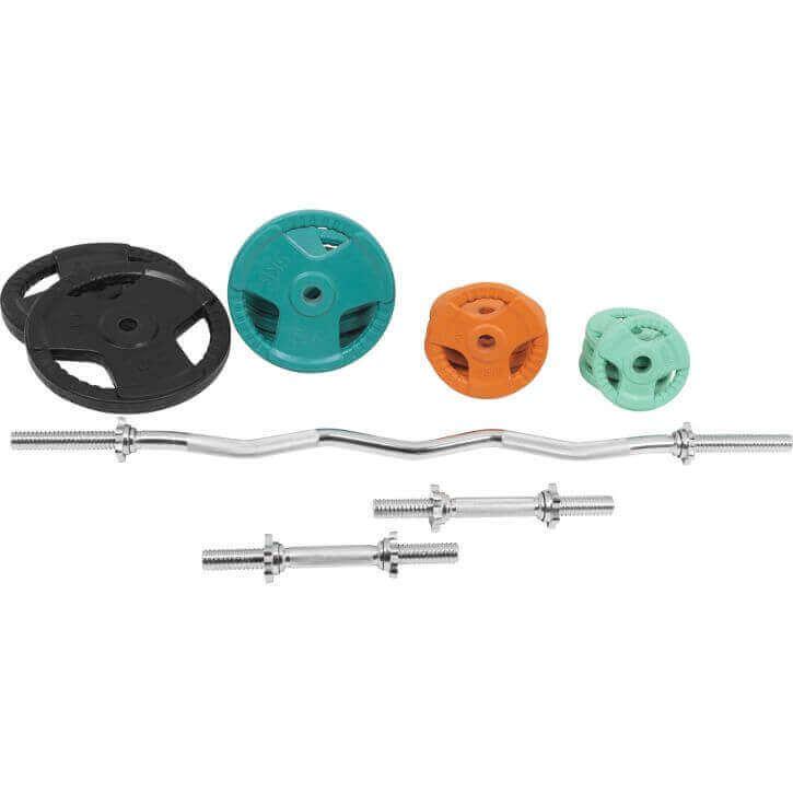 Set Curl Bilanciere EZ, Manubri e Dischi Gommati 70 kg 30/31 mm