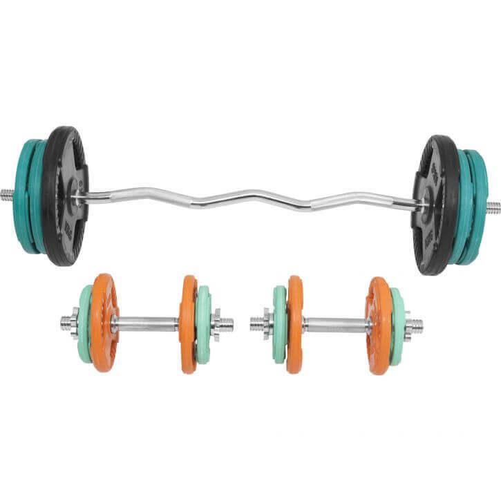Set Curl Bilanciere EZ, Manubri e Dischi Gommati 70 kg 30/31 mm