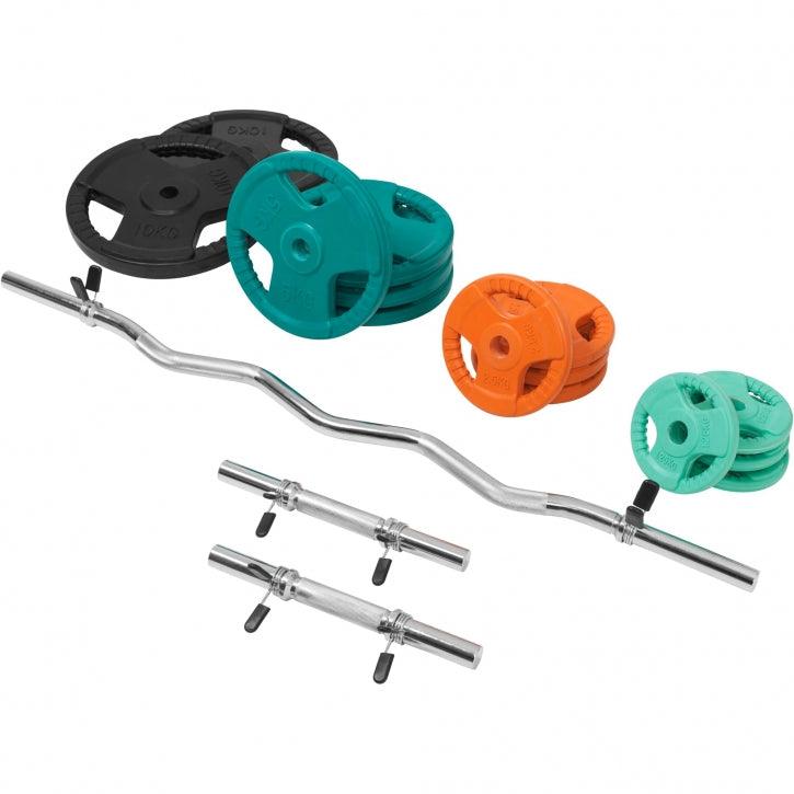 Set Curl Bilanciere EZ, Manubri e Dischi Gommati 70 kg 30/31 mm