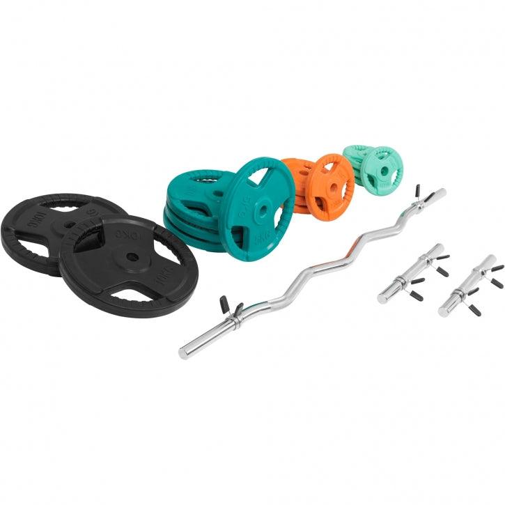 Set Curl Bilanciere EZ, Manubri e Dischi Gommati 70 kg 30/31 mm