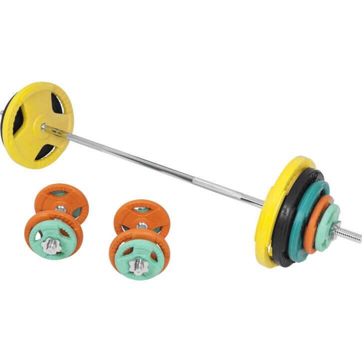Set Bilanciere, Manubri e Dischi Gripper Gommati 100 kg