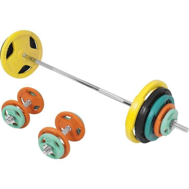Set Bilanciere, Manubri e Dischi Gripper Gommati 100 kg
