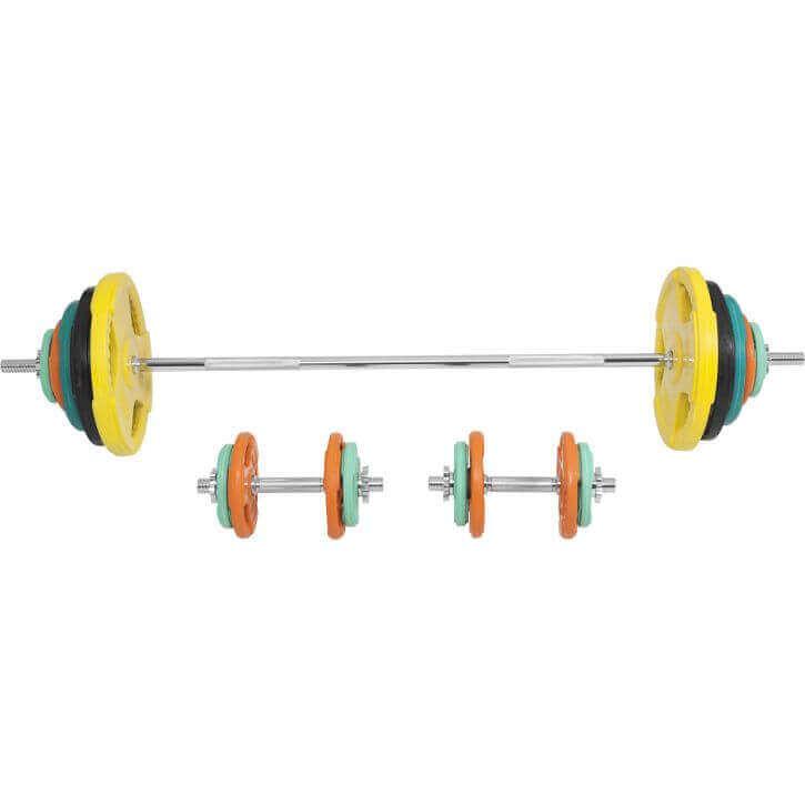 Set Bilanciere, Manubri e Dischi Gripper Gommati 100 kg