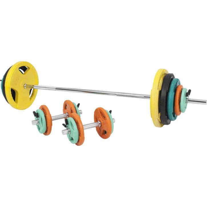 Set Bilanciere, Manubri e Dischi Gripper Gommati 100 kg