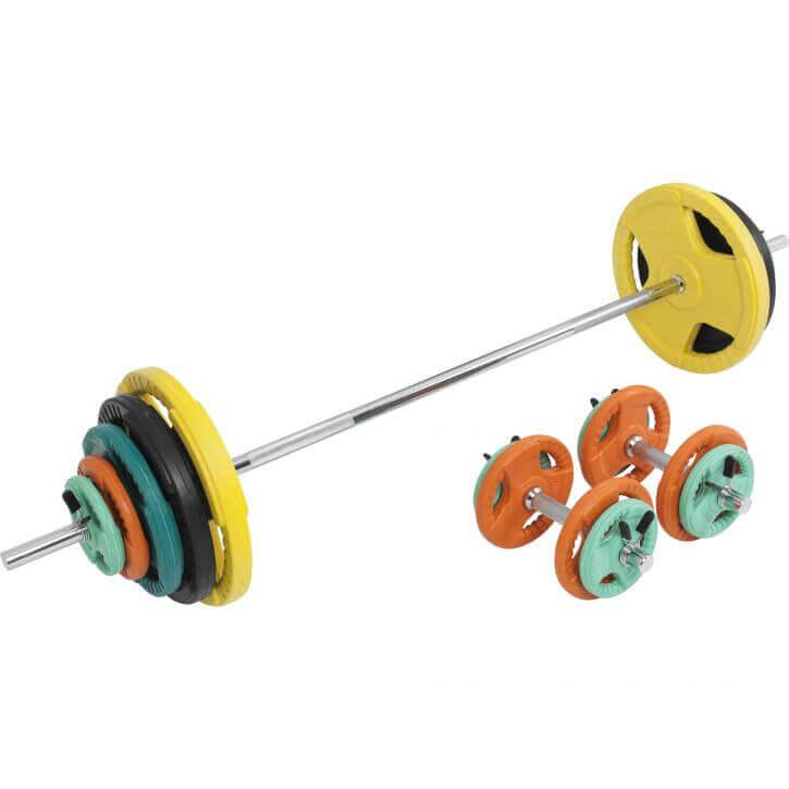 Set Bilanciere, Manubri e Dischi Gripper Gommati 100 kg