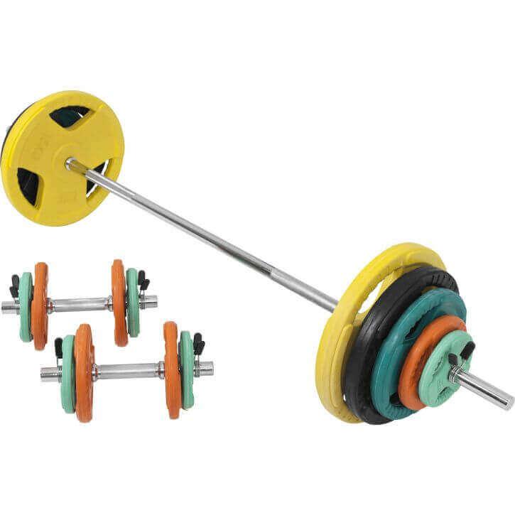 Set Bilanciere, Manubri e Dischi Gripper Gommati 100 kg