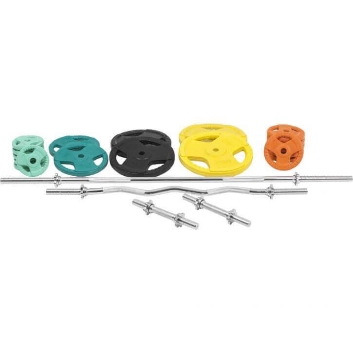 Set Bilanciere, Barra EZ, Manubri e Dischi Gripper Gommati 108 kg