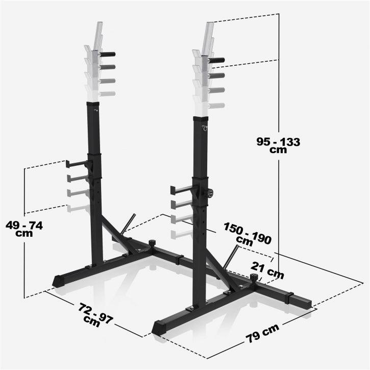 Squat Rack Regolabile con Porta Dischi, 250 kg