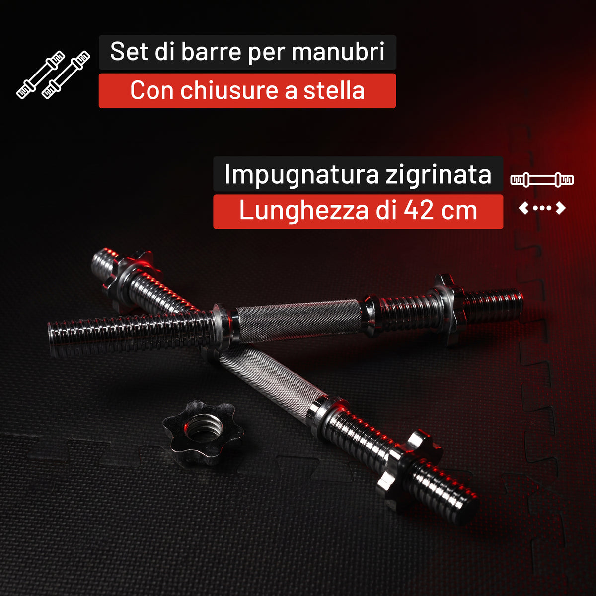 Set 2 Manubri 30 mm cromati, con Chiusure a Stella