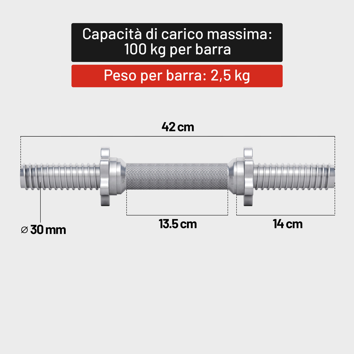Set 2 Manubri 30 mm cromati, con Chiusure a Stella