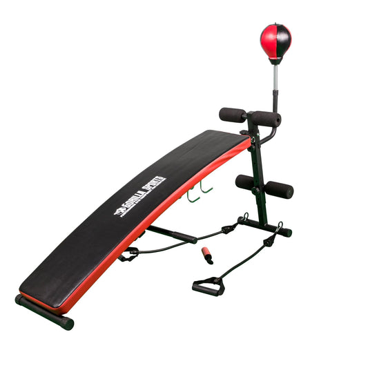 Panca Addominali con punching ball in nero/rosso