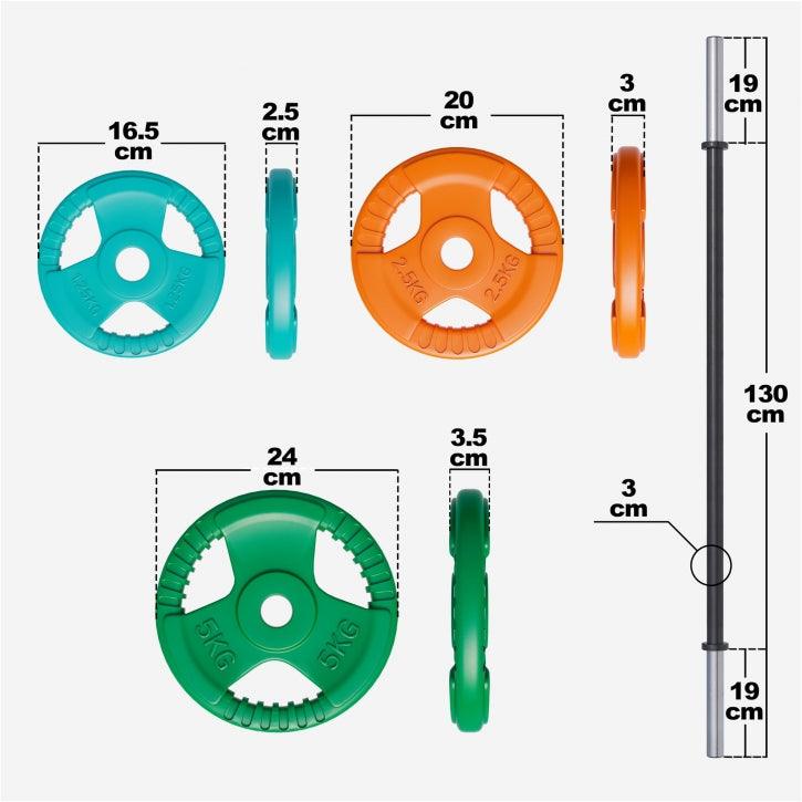Set Bilanciere e Pesi per Aerobica 19,5 kg