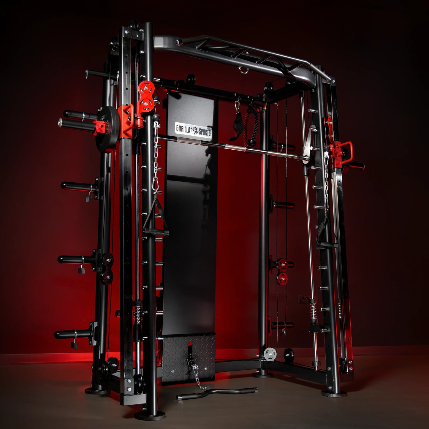 Smith Machine Multifunzione con Rack, Lat Machine e Sistema Cavi