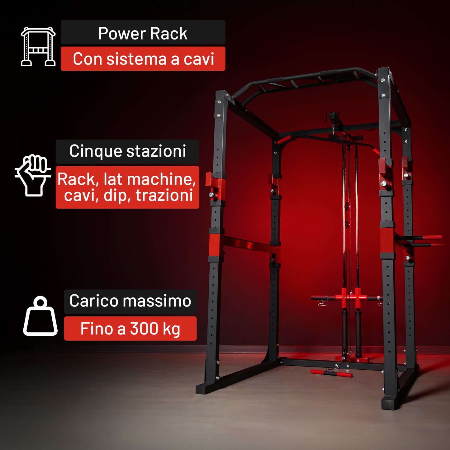 Power Rack Multifunzione con Lat Machine